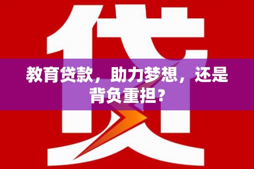 湖北教育贷款，助力梦想，还是背负重担？