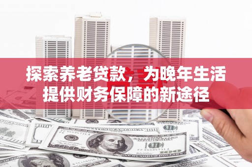湖北探索养老贷款，为晚年生活提供财务保障的新途径