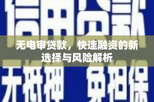湖北无电审贷款，快速融资的新选择与风险解析