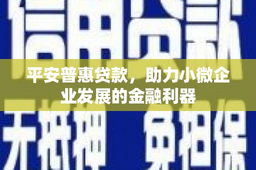 湖北平安普惠贷款，助力小微企业发展的金融利器
