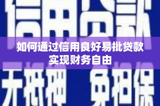 湖北如何通过信用良好易批贷款实现财务自由
