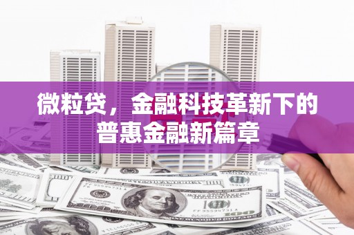 湖北微粒贷，金融科技革新下的普惠金融新篇章