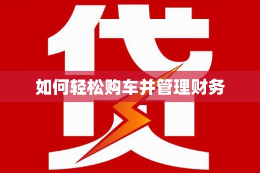 湖北如何轻松购车并管理财务