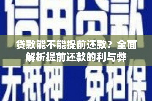 湖北贷款能不能提前还款？全面解析提前还款的利与弊